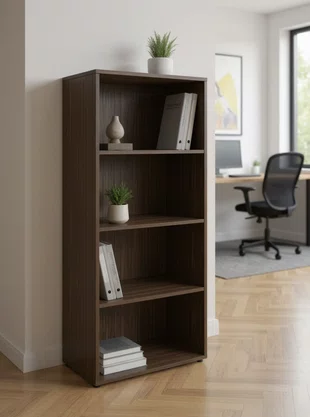 Armário Aberto Biblioteca Marrom – com 3 Prateleiras Fixas