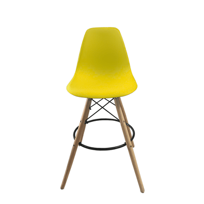 Banqueta Base em Madeira Eames Amarela