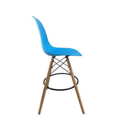 Banqueta Base Madeira Eames Azul