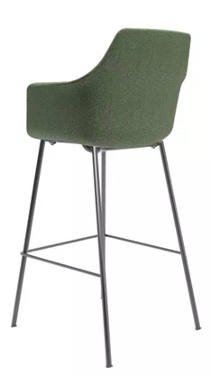 Banqueta Verde - em Tecido Buclê com Estrutura Metálica Preta