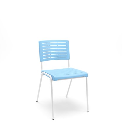Cadeira 4 Pés Multi297 Sem Braço Com Estrutura Branca e Assento/Encosto Azul Claro