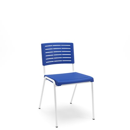 Cadeira 4 Pés Multi297 Sem Braço Com Estrutura Branca e Assento/Encosto Azul Escuro