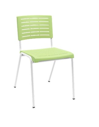 Cadeira 4 Pés Multi297 Sem Braço Com Estrutura Branca e Assento/Encosto Verde