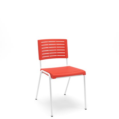 Cadeira 4 Pés Multi297 Sem Braço Com Estrutura Branca e Assento/Encosto Vermelho