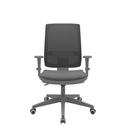 Cadeira de Escritório Cinza Back System em Tela preta