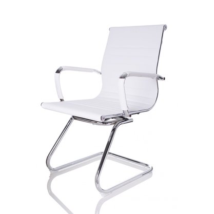 Cadeira de Escritório Diretor Fixa Eames Relax Cromada Branca