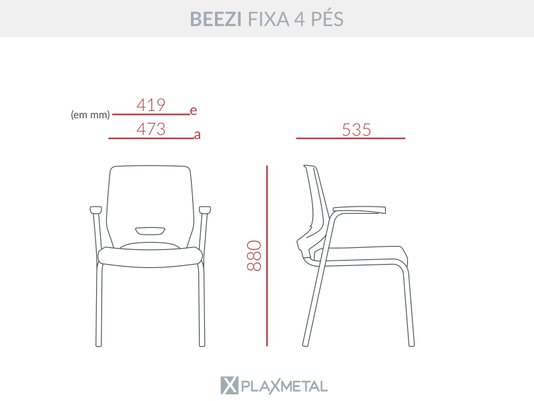 Cadeira de Escritório Fixa Beezi Base Preta Plaxmetal