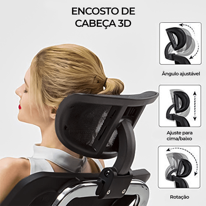 Cadeira Presidente - Tela Preta Ergonômica com Braços 4D