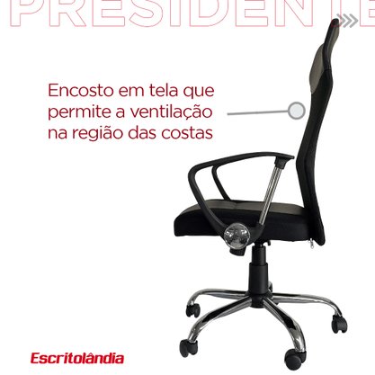 Cadeira Presidente Preta - com Encosto Reclinável