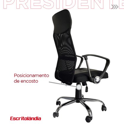 Cadeira Presidente Preta - com Encosto Reclinável
