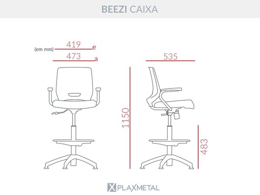 Cadeira Executiva Caixa Beezi Piramidal com Braço Courissimo Preta
