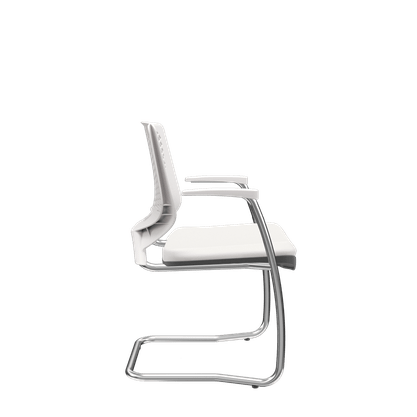 Cadeira Fixa em S – Encosto Branco com Assento Facto
