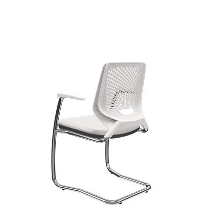 Cadeira Fixa em S – Encosto Branco com Assento Facto