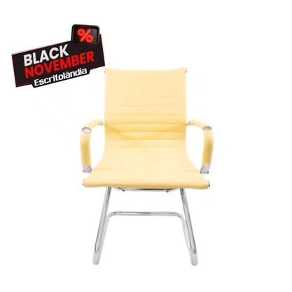 Cadeira Fixa Bege - Estrutura Cromada