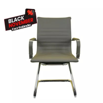 Cadeira Fixa Cinza - Estrutura Cromada