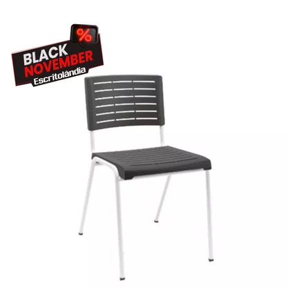 Cadeira Fixa Preta e Branca - 4 Pés sem Braços