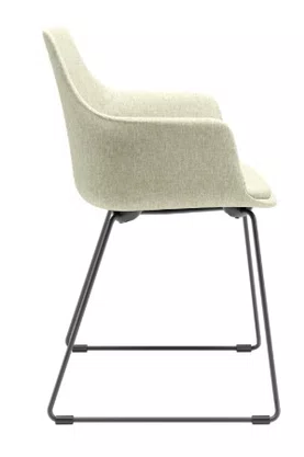 Cadeira Fixa Trapezoidal Bege - com Estofado em Tecido Buclê