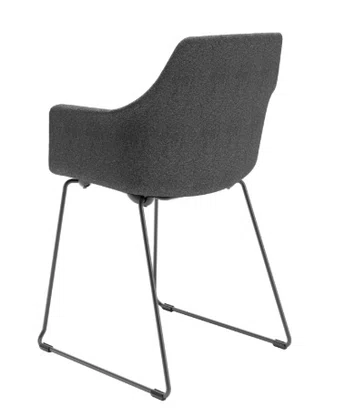 Cadeira Fixa Trapezoidal Cinza - com Estofado em Tecido Buclê