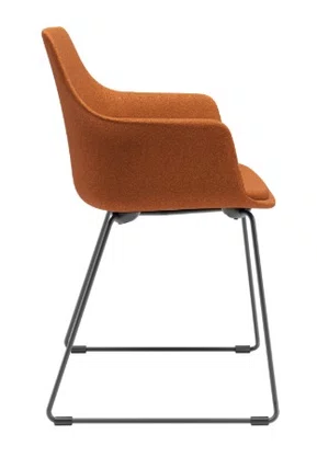 Cadeira Fixa Trapezoidal Laranja - com Estofado em Tecido Buclê