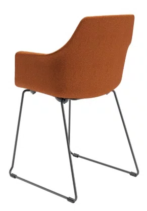 Cadeira Fixa Trapezoidal Laranja - com Estofado em Tecido Buclê