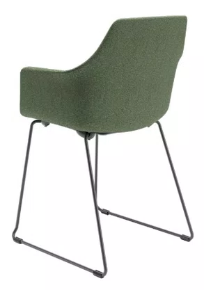 Cadeira Fixa Trapezoidal Verde - com Estofado em Tecido Buclê