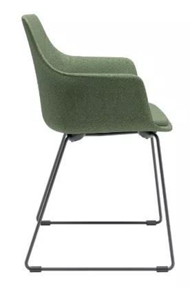 Cadeira Fixa Trapezoidal Verde - com Estofado em Tecido Buclê