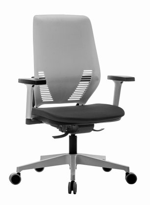 Cadeira Diretor Giratória Easyflex Estrutura Branca Mecanismo Back System em Crepe Preto