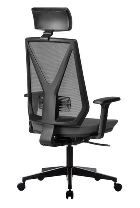 Cadeira Presidente Giratória  Home Mecanismo Back System em Crepe Preto C/ Apoio de Cabeça