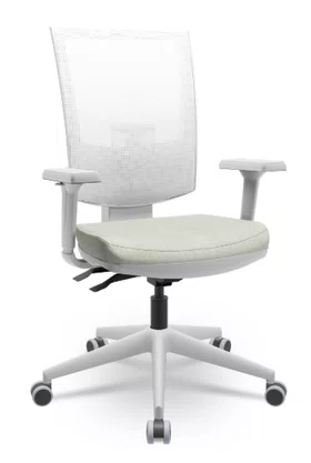 Cadeira Presidente Cinza Claro – Ergonômica com Tela