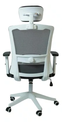 Cadeira Presidente Ergonômica Cinza em Tela Mesh com Apoio de Cabeça