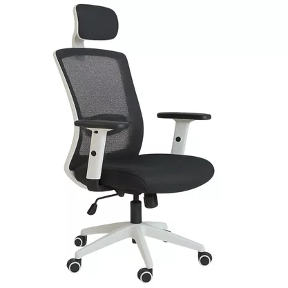 Cadeira Presidente Ergonômica Cinza em Tela Mesh com Apoio de Cabeça