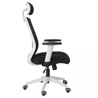 Cadeira Presidente Ergonômica Cinza em Tela Mesh com Apoio de Cabeça
