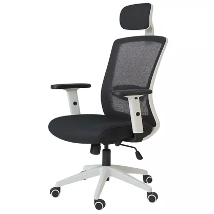 Cadeira Presidente Ergonômica Cinza em Tela Mesh com Apoio de Cabeça