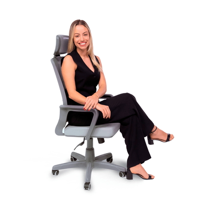 Cadeira Presidente Grafite – Couríssimo com Mecanismo Relax