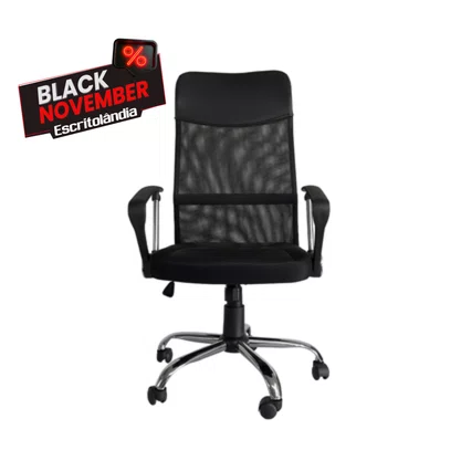 Cadeira Presidente Preta - com Encosto Reclinável