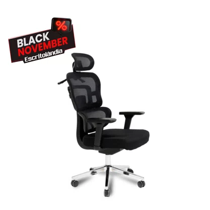 Cadeira Presidente Preta – Encosto em Tela Ergonômica