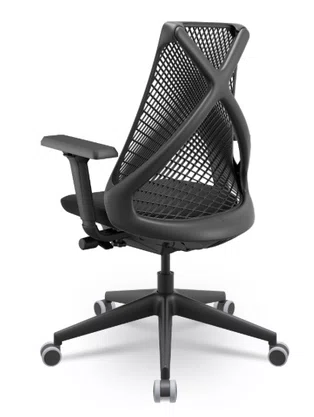 Cadeira Presidente Preta Ergonômica - com Braços 4D e Encosto em Tela