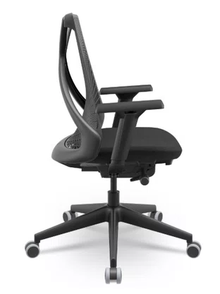 Cadeira Presidente Preta Ergonômica - com Braços 4D e Encosto em Tela