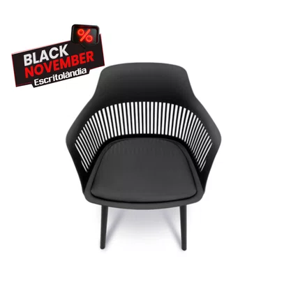 Cadeira -  Preta com Assento Estofado