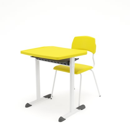 Conjunto Mesa e Cadeira Escolar Azul Amarelo