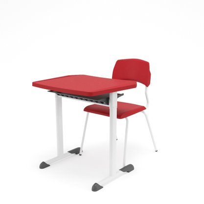 Conjunto Mesa e Cadeira Escolar Vermelha