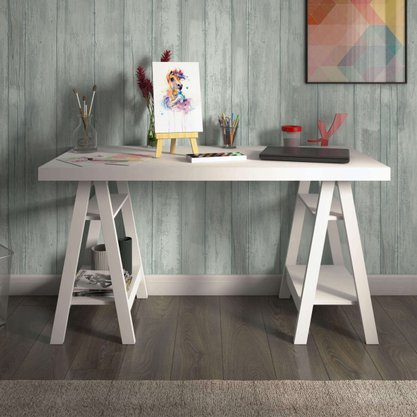 Escrivaninha Home Office Art com Pé Trave Branca