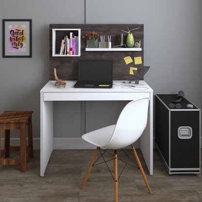 Escrivaninha Home Office Painel First Branco com Terrano