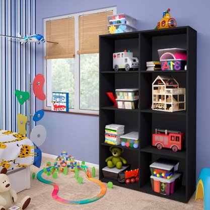 Estante Alta Preta Clean 6 Prateleiras