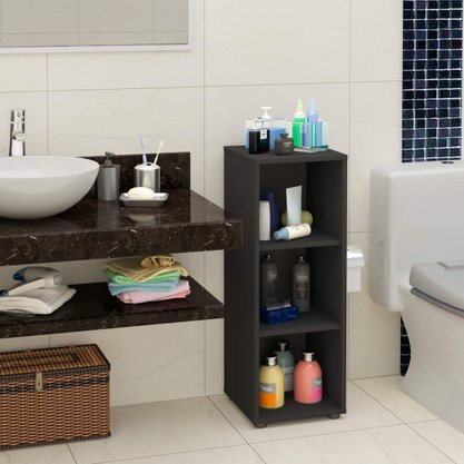 Estante Livreiro Preta em MDP Clean 2 Prateleiras