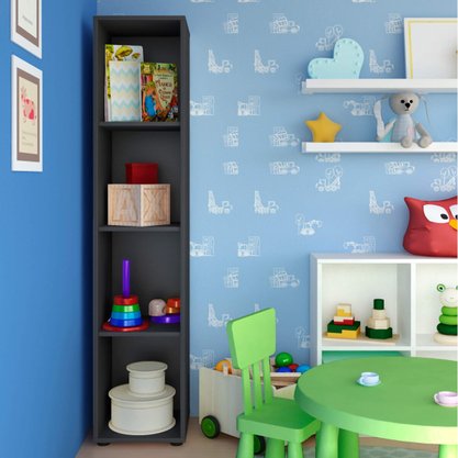 Estante Livreiro Preta Clean 3 Prateleiras