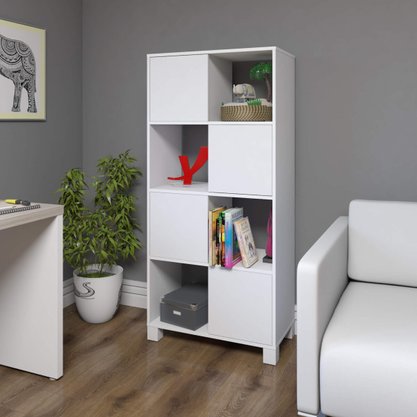 Estante Semi-Aberta 4 Portas e 4 Nichos Mobile Wally Branco