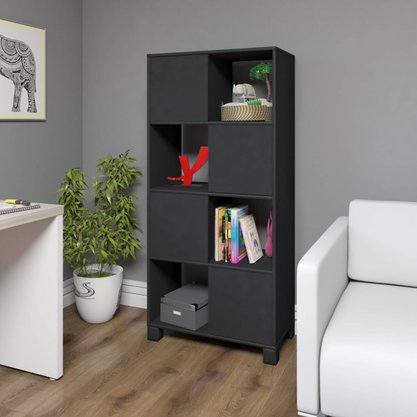 Estante Semi-Aberta 4 Portas e 4 Nichos Mobile Wally Preto