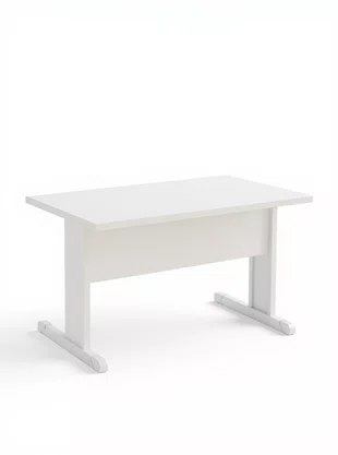 Mesa de Escritório Branca – Pé Metálico Retangular