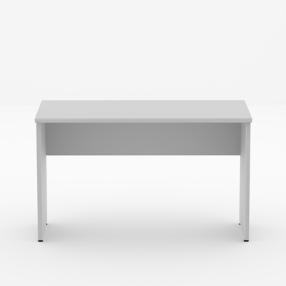 Mesa de Escritório Cinza – Compacta com Painel Frontal